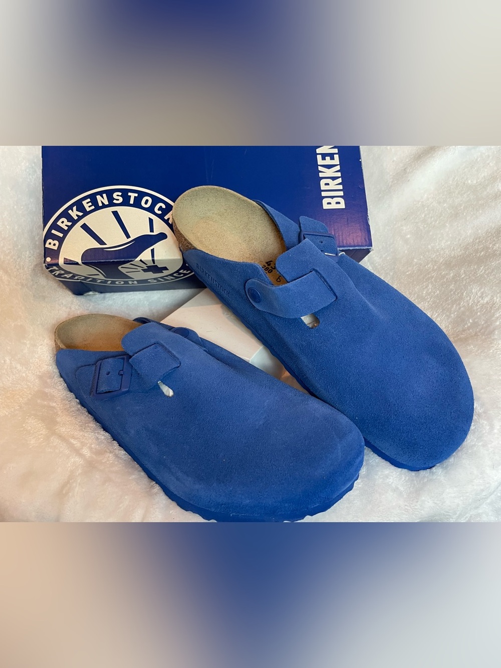 Birkenstock Ultra Blue Boston Suede Leather Men’s Sz 10 BNWB - Picture 9 of 10